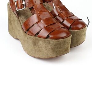 Jeffrey Campbell Tan Leather Platform Sandals